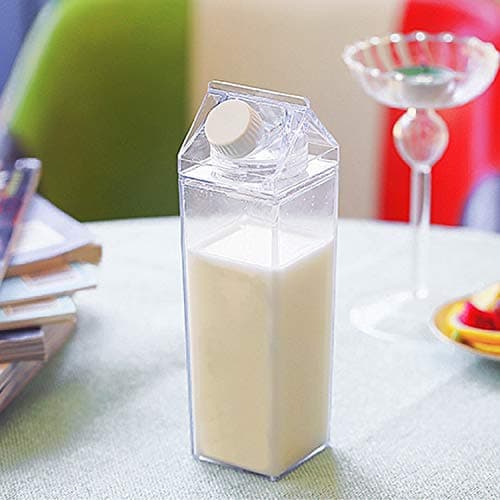 Yarlung 6 Pack Plastic Milk Box, 17 Oz/500ml Clear Portable Milk Carton Water Bottle Square Juice Bottle for Outdoor Sports Travel Camping Activities - BPA Free Environment Friendly Material — view 6