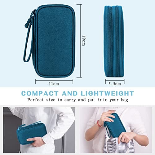 FYY Travel Cable Organiser, Electronics Accessories Bag, Waterproof Tech Storage Pouch, 2-Layer Universal Carry Case for Charger, Power Bank, USB Drive S-Dark Green — view 2