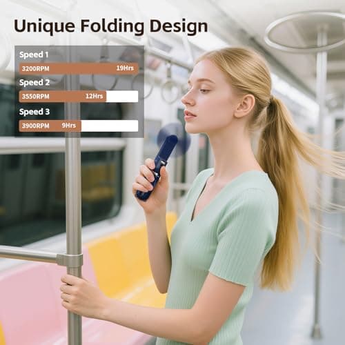 Morelax Portable Handheld Fan Mini Folding USB Rechargeable Blue — view 6