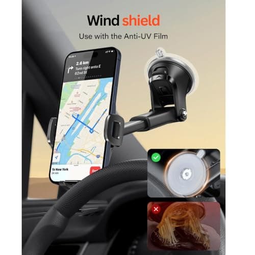 Car Phone Holder,Upgraded Version with Strong Suction Power,Adjustable Car Phone Mount 360° Rotation for Dashboard/Windscreen,Phone Cradle, Phone Holder for all 4.0''-7.0'' Phones — view 6