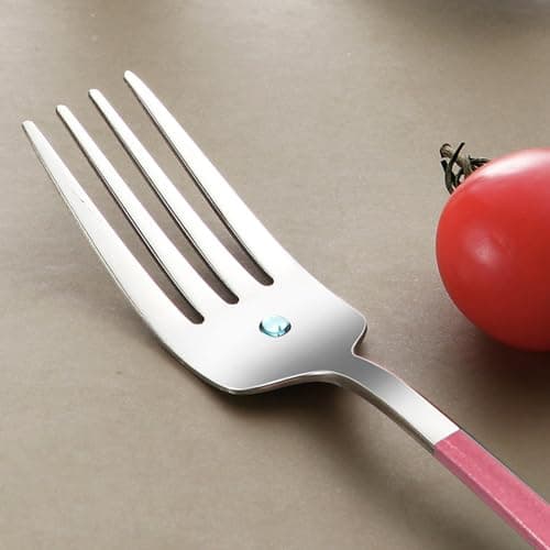 VANRA 3-Piece Portable Travel Utensils Set with Case 18/8 Stainless Steel Flatware Set Reusable Cutlery Set with Fork Spoon Knife for Lunch Travel Camping School Work Picnic (Pink) — view 4