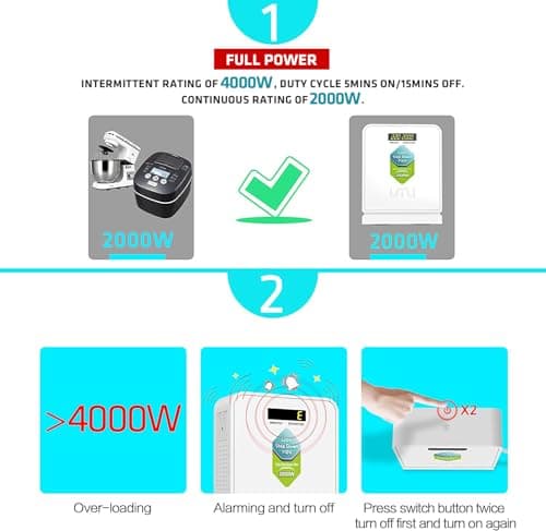 UMI 2000W Step Down Voltage 220v to 110v Converter, Heavy Duty Power Converter, Power Transformer with Auto Mode for Large Capacity Equipment, Step Down 220v to 110v - US to Europe Voltage Converter — view 2