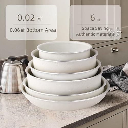 RIOVARM Induction Pots and Pans Set with Lids Non Stick Cookware Set with Detachable Handles Granite Coated Pot & Pan Sets with Removable Handles Stackable Kitchen Cookware Camping Pan Set PFOA Free — view 4