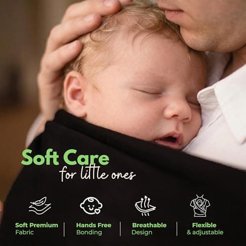 ELDOMA Black Baby Wrap Carrier - Lightweight, Breathable Baby Sling, Hands Free Baby Carrier Sling, Baby Carriers from Newborn to Toddler, (7-35 lbs / 3-15kg) — view 6