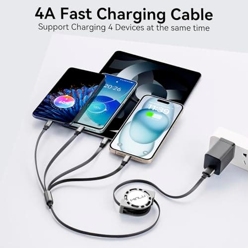 Minlu Multi Charger Cable, 4 in 1 Retractable Charging Cable [2Pack 1.2M] — view 2