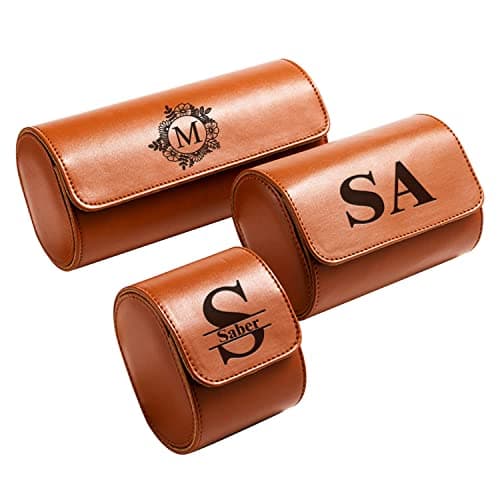 Personalised Watch Case for Men and Women, Customized PU Leather Travel Watch Case Roll Organizer For Dad, Engraved Name, Handcrafted Gift for Grandpa, Boy Friend, Watch Collector, Father's Day Gifts