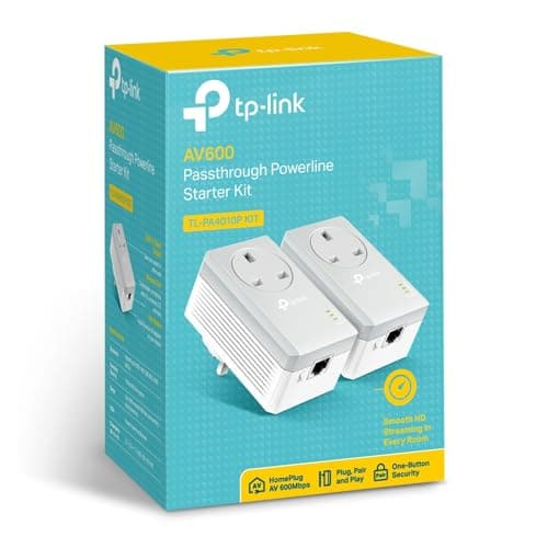 TP-Link TL-PA4010PKIT AV600 Passthrough Powerline Adapter, 100Mbps Powerline Network Adapters with Ethernet Ports, Integrated Power Socket, Power-Saving Mode, Pair Button, Plug and Play, UK Plug — view 5