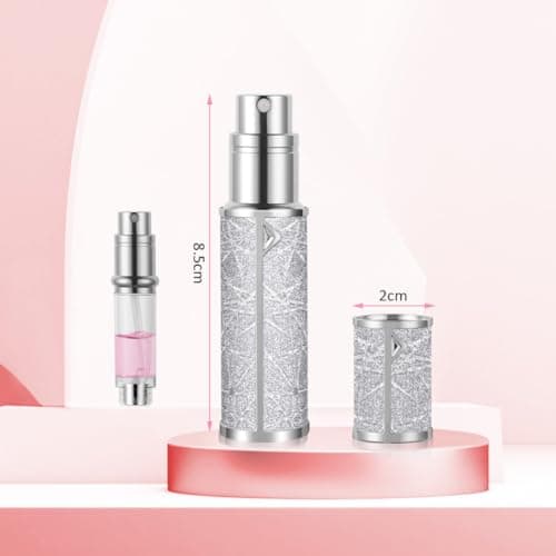 LOPHE Perfume Travel Bottle, 5ML Luxurious Perfume Atomiser Refillable, Shining Perfume Spray Bottle, Easy to Refill Perfume Atomiser for Women Men (Plaid Grey) — view 2