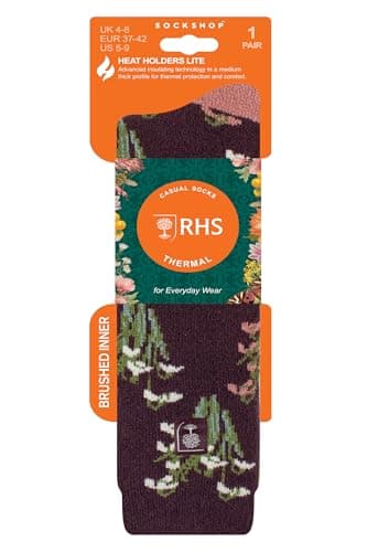 HEAT HOLDERS RHS The Royal Horticultural Society Women's Thermal Socks x RHS 1.6 TOG, Warm, Wellington Boot Socks, Fruit, Floral & Botanical Patterned, Gift, 1 Pair Size 4-8 Snowdrops Mulberry 4-8 — view 4