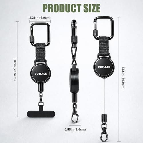 Vutlace 2-Pack Anti-Theft Phone Tether Lanyard, Retractable Phone Strap Keyring, Anti-Theft Retractable Mobile Phone Tether, Metal 360° Tether Tab for Outdoor Hiking, Climbing and Fishing — view 5