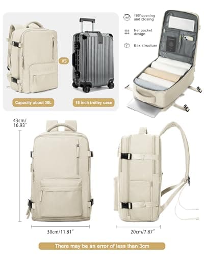 VGCUB Carry on Backpack,Large Travel Backpack for Women Men Airline Approved Gym Backpack Business Laptop Daypack,Beige — view 6