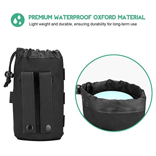 ProCase Tactical Water Bottle Pouch, Military Molle Bottle Holder with Top Drawstring Mesh Bottom, Portable Water Container Pouch Bag Hydration Carrier, for Father's Day –Black — view 5