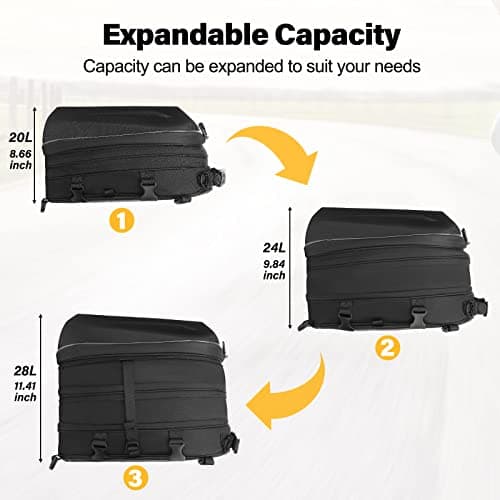 MOSISO Motorcycle Tail Bag, Motorcycle Backpack Helmet Bag, Black — view 3