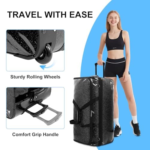 Dance Bag with Garment Rack and Privacy Curtain, 23" Bling Dance Bag with Curtain, Collapsible Dance Competition Bags with Stand for Shows, Livestreamers, Travel, Pink, Fashion (Black -23") — view 6