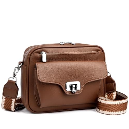 Myhozee Cross Body Bag Women Handbags for Women Vegan Leather Shoulder Bag Handbag with Adjustable Wide Strap & 3-Slot Card Holder for Ladies Girls Travel Shopping Work Daily Use Brown