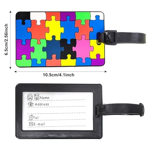 EQLEF Set of 4 Lovely Secure Luggage Tags PVC Suitcase Labels Travel Luggage Tags for Suitcase Colorful Business Card Holder/Travel ID Bag Tag — view 6