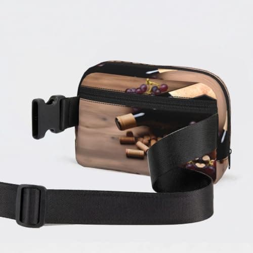 Yoga Meditation Fanny Pack Crossbody Waist Bag Pack Waterproof Mini Belt Bag Bum Hip Bag for Men Women, Wine Bottle Corks Grapes, One Size — view 3
