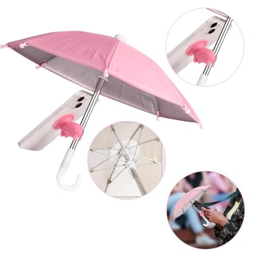 QYEHF Anti-Glare Phone Umbrella Sun Shade, Holder with Suction Plug for Car Navigation Sunscreen, Mini Sunscreen Travel Cell Phone Umbrella, Smartphone Outdoor Stand (pink) — view 3