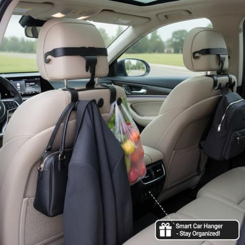 CBMZHF 4Pack Car Headrest Hooks - Adjustable Back Seat Organizer for SUV & Vehicles, Holds Purses, Grocery Bags, Umbrellas (Black) — view 5