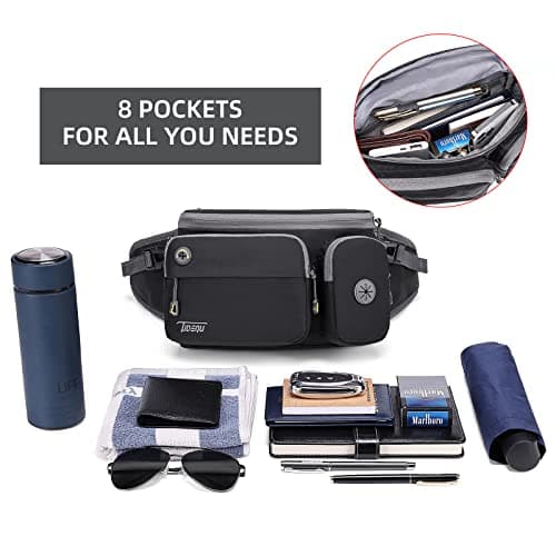 TUDEQU Large Hiking Waist Pack | Dog Walking Fanny Pack | Bum Bag for Men — view 3