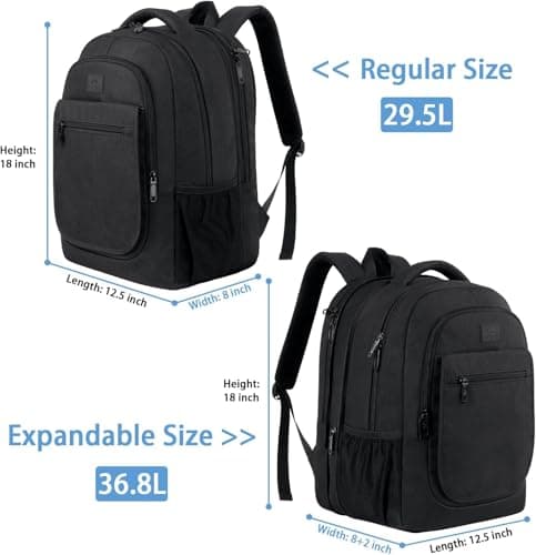 MATEIN Large Travel Backpack Fit 17.3 Inch Laptop School Rucksack, Black — view 4