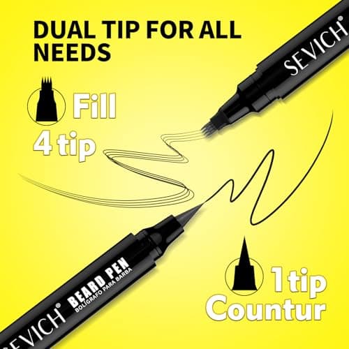 Sevich Beard Pen, Double-Sided Beard Styling Tool with 4-Pointed Filling Tip and 1-Pointed Contour Tip for a Natural-Looking Beard, Water and Sweat-Resistant, Travel Size, Dark Brown — view 4