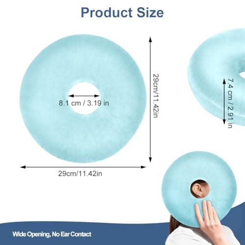 AOOSA Piercing Pillow, Blue Ear Piercing Pillow for Side Sleepers — view 2