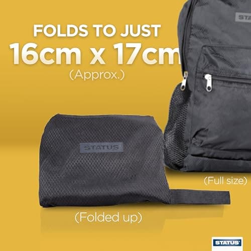 Status Foldable Travel Rucksack, Ultra Lightweight Packable Backpack for Outdoor Activities, Holidays & Day Trips, Black (STFRUCKSACK1PK6) — view 4