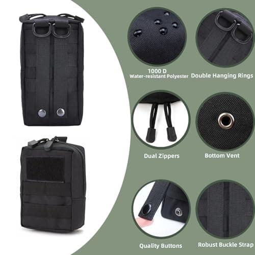 Molle Bag 3 Pack Tactical Waist Bags with 12 Accessories Multifunctional Fanny Pack Compact Belt Bag Bum Bag EDC Pouch for Camping Cycling Training — view 3