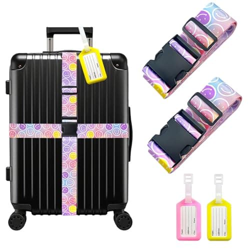 Gobiufy 2PCS Luggage Straps & 2PCS Luggage Tags for Tavel Suitcase Set