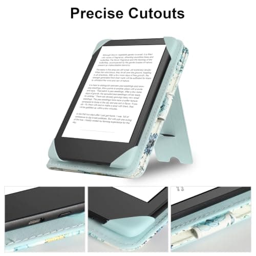 HoYiXi Universal Case For 6 inch eReader,Compatible with Kindle/Kobo Clara HD/Kobo Clara 2E/Paperwhite/PocketBook/Tolino eReader,with HandStrap/Kickstand, Cover Case for 6'' eReaders,Blue Rose — view 5