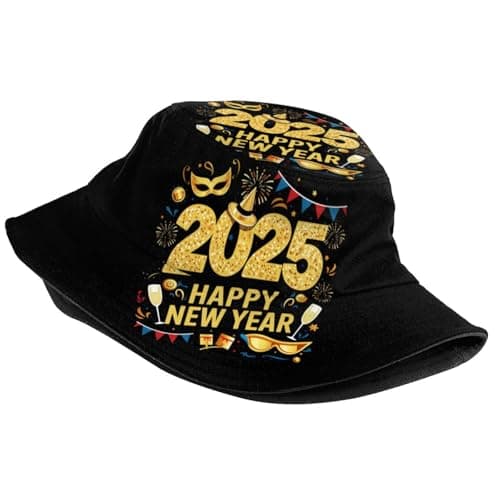 Unisex Trendy Bucket Hat Summer Hat Beach Hat Comfortable Packable Outdoor Travel Sun Protection Hat for Women Men Teens, Happy New Year 2025, One size — view 2