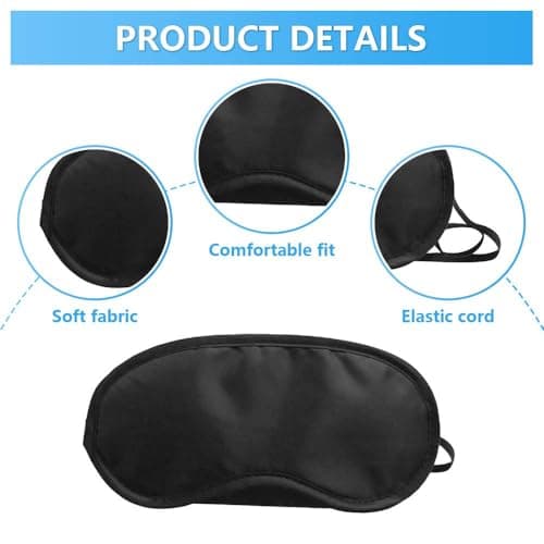 Henyall 20 Pack Eye Mask for Sleeping,Blackout & Breathable Sleep Mask with Nose Pad for Men & Women,Soft Blindfold Eye Shade Cover for Travel,on The Plane, Lunch Break and Camping Usage (Black) — view 3