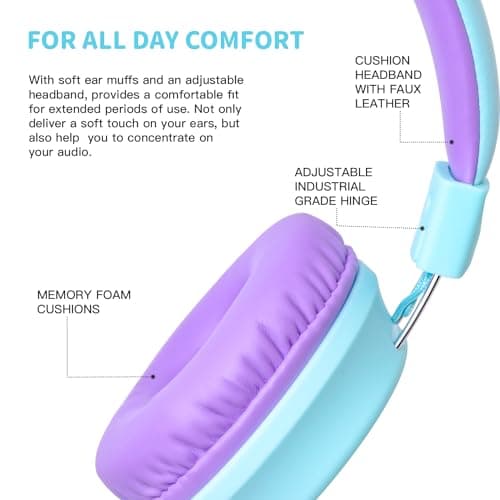 Olyre Foldable Kids Wired Headphones, Microphone Headset for Boys & Girls — view 6