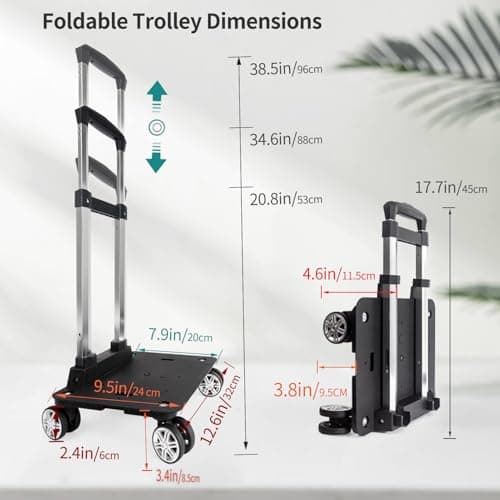 HapBoby Backpack Trolley Wheeled Cart-Backpack Hand Truck with Luggage Strap,Aluminium Alloy Folding Trolley Cart for Bags Backpack Travel Luggage Cart — view 4