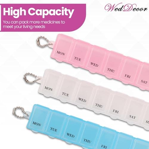 WedDecor 3-Pack 7-Day One-Time-A-Day Travel Pill Box Organiser – Moisture-Proof Transparent Medicine Organiser with Snap Lids, 7-Compartment Case for Health & Personal Care — view 4