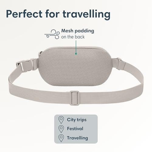 Larkson Small Waist Pack Slingbag Men & Women Beige - Helge - Anti-Theft Bum Bag Cross Body Bag with RFID Blocker for Everyday & Travel - Breathable Mesh Padding - Water-Repellent — view 5