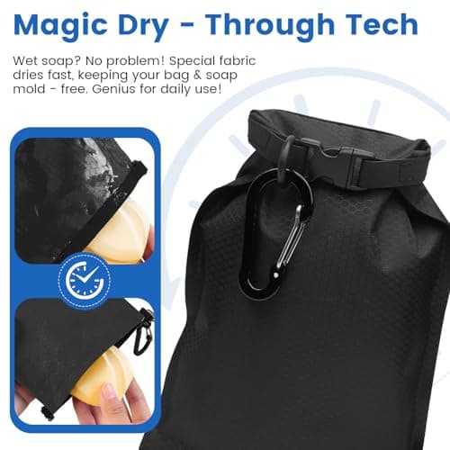 DBTW Black Soap Lathering Bag with Carabiner, Quick Drying, 2 Soap Net Bags — view 4