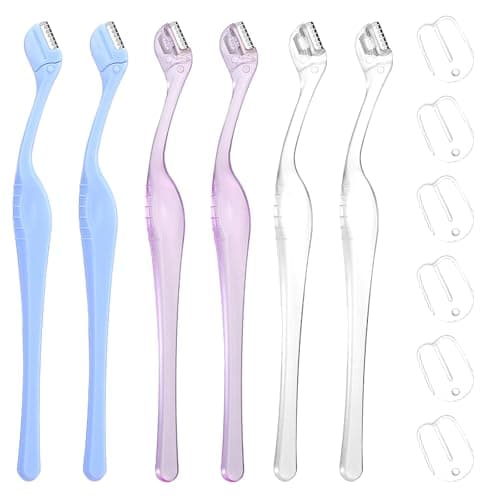 6Pcs Eye Brow Razor, Small Razors for Women, 5.1"Face Razors for Women, Mini Razor with Safety Cap for Makeup Face Care (Multicolor)