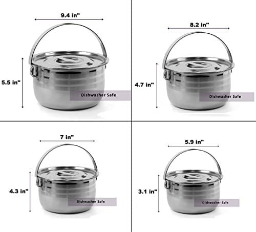 Wealers Camping Cookware Set - Compact Stainless Steel Campfire Cooking Pots and Pans | Combo Kit with Travel Tote Bag | Rugged Outdoor 4 Pc Cook Set for Hiking | Barbecues | Beach | Hiking Gear — view 6