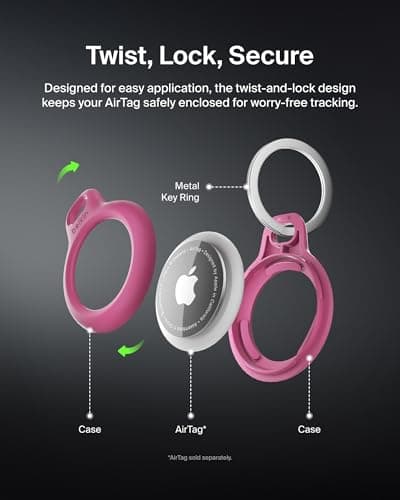 Belkin AirTag Case with Key Ring (Secure Holder Protective Cover for Air Tag with Scratch Resistance Accessory) – Pink — view 4