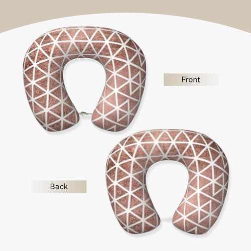 AUGUSTRUSH Memory Foam Neck Pillow - Travel Pillow With Adjustable Clasp, Removable Washable Cover For Airplane Office Car, Ergonomic Support Comfortable U-Shaped Pillow, Rose Gold Print — view 2