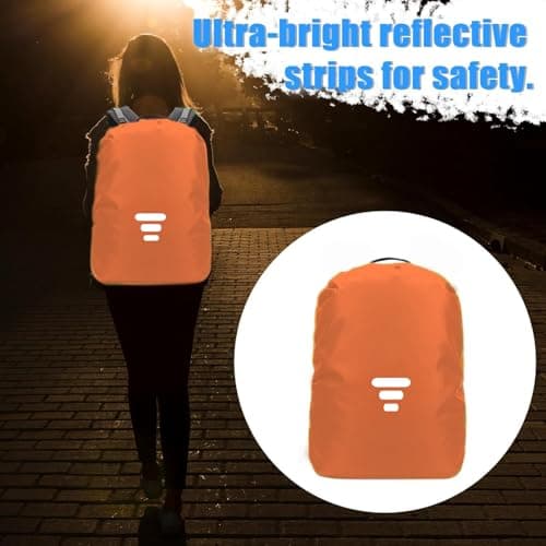 SHOCHX Waterproof Backpack Rain Cover with Three Reflective Strap, 1 Adjustable Anti Slip Cross Buckle Strap for Anti-Dust and Anti-Theft, Rainproof Snowproof, S for 18-25L Backpack, Orange — view 5