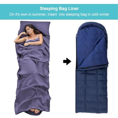 BREENHILL Sleeping Bag Liner, Camping Travel Sheet with Zip, Purple 80cm — view 2