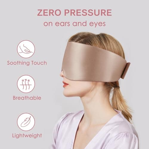 OLESILK 100% Natural Mulberry Silk Eye Mask for Sleeping, Large, Taupe — view 4