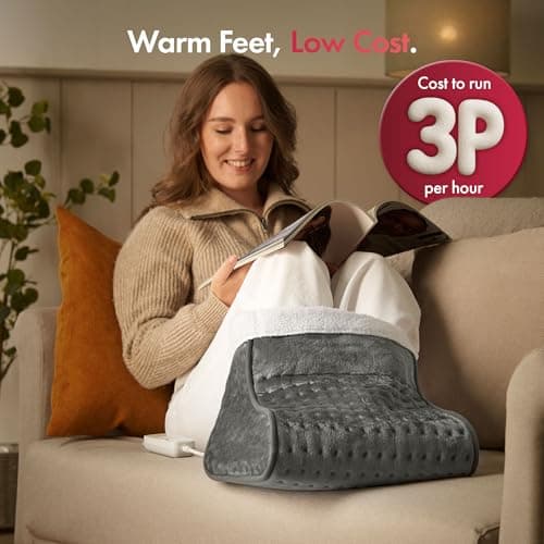 VonHaus Foot Warmer – Electric Heated Feet Heater – Fast Heat up, 3 Temperature Settings, Fleece Lining, Machine Washable, Auto Shut Off, Overheat Protection, for up to 12.5 Shoe Size, 2.3m Cable — view 4