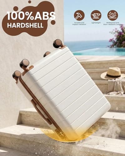 Shavont 20 Inch Cabin Suitcase 55x40x20cm Carry on Hardshell Luggage(Cream) — view 5