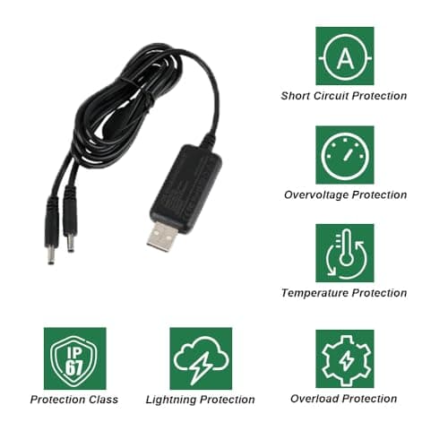 USB DC 5V to 8.4V Step Up Cable for Rechargeable Batteries, USB to 8.4V 2 Port Charging Cable Step Up Voltage Converter with DC Jack 3.5x1.35mm — view 2