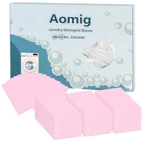Aomig Laundry Detergent Sheets, 180 Sheets Ultra Concentrated Laundry Detergent Sheet, Deep Stain Removal Laundry Detergent Strips, Eco-Friendly Strip Laundry Soap Sheet for Home Travel-Peach Scent