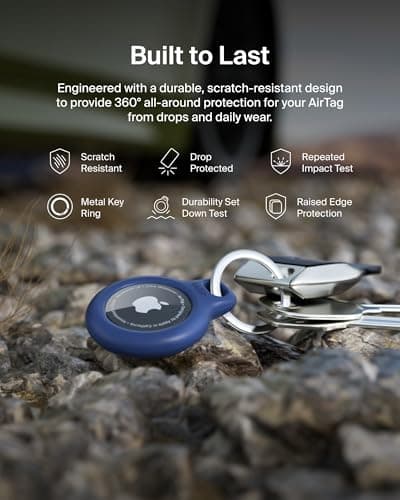 Belkin F8W973 AirTag Case with Key Ring (Secure Holder Protective Cover for Air Tag with Scratch Resistance Accessory) - Blue — view 5